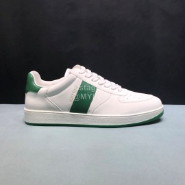 LV White Calf Leather Lace Up Sneakers For Men Green