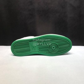 LV White Calf Leather Lace Up Sneakers For Men Green
