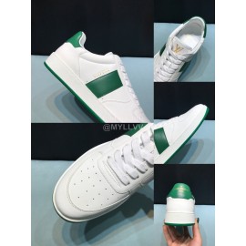 LV White Calf Leather Lace Up Sneakers For Men Green
