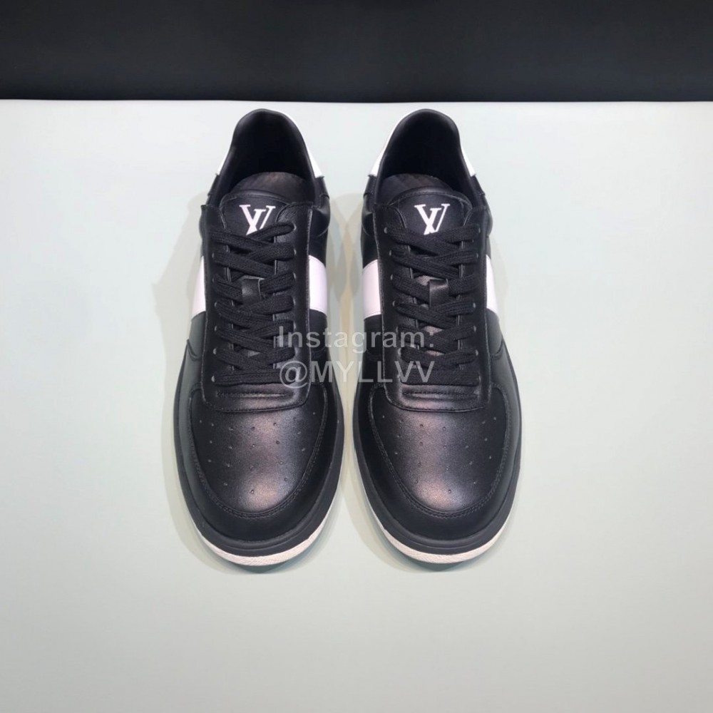 LV Black Calf Leather Lace Up Sneakers For Men