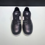 LV Black Calf Leather Lace Up Sneakers For Men