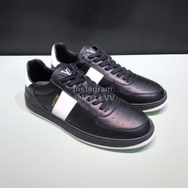 LV Black Calf Leather Lace Up Sneakers For Men