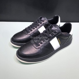 LV Black Calf Leather Lace Up Sneakers For Men