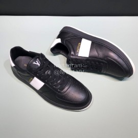 LV Black Calf Leather Lace Up Sneakers For Men