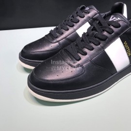 LV Black Calf Leather Lace Up Sneakers For Men