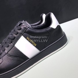 LV Black Calf Leather Lace Up Sneakers For Men