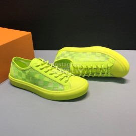 LV Classic Damier Graphite Canvas Lace Up Sneakers For Men Yellow