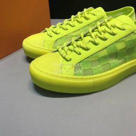 LV Classic Damier Graphite Canvas Lace Up Sneakers For Men Yellow
