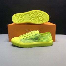 LV Classic Damier Graphite Canvas Lace Up Sneakers For Men Yellow