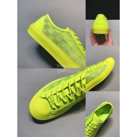 LV Classic Damier Graphite Canvas Lace Up Sneakers For Men Yellow