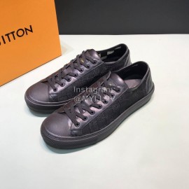 LV Classic Damier Graphite Canvas Lace Up Sneakers For Men Black