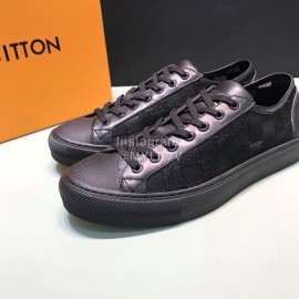 LV Classic Damier Graphite Canvas Lace Up Sneakers For Men Black