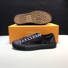 LV Classic Damier Graphite Canvas Lace Up Sneakers For Men Black