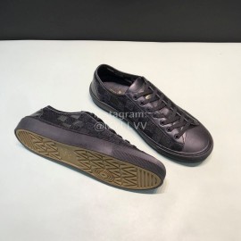 LV Classic Damier Graphite Canvas Lace Up Sneakers For Men Black