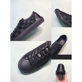 LV Classic Damier Graphite Canvas Lace Up Sneakers For Men Black