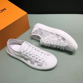 LV Classic Damier Graphite Canvas Lace Up Sneakers For Men White