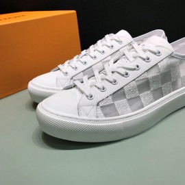 LV Classic Damier Graphite Canvas Lace Up Sneakers For Men White