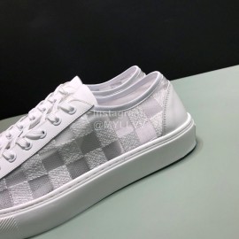 LV Classic Damier Graphite Canvas Lace Up Sneakers For Men White