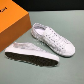 LV Classic Damier Graphite Canvas Lace Up Sneakers For Men White