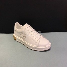 LV Cowhide Casual Sneakers For Men And Women Gold