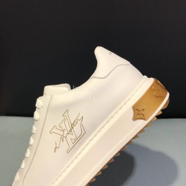 LV Cowhide Casual Sneakers For Men And Women Gold