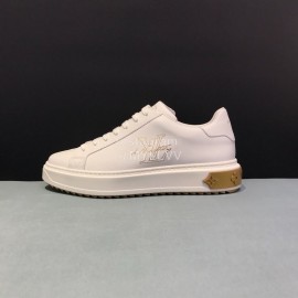 LV Cowhide Casual Sneakers For Men And Women Gold