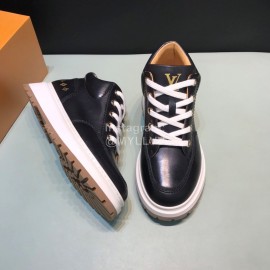 LV Cowhide Thick Soled Elevated High Top Casual Shoes For Men Black