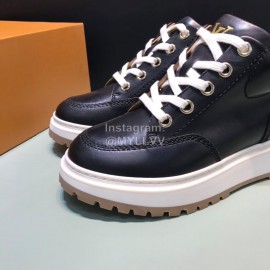 LV Cowhide Thick Soled Elevated High Top Casual Shoes For Men Black