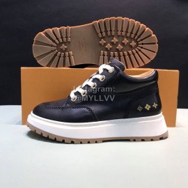 LV Cowhide Thick Soled Elevated High Top Casual Shoes For Men Black
