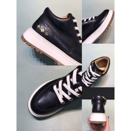 LV Cowhide Thick Soled Elevated High Top Casual Shoes For Men Black