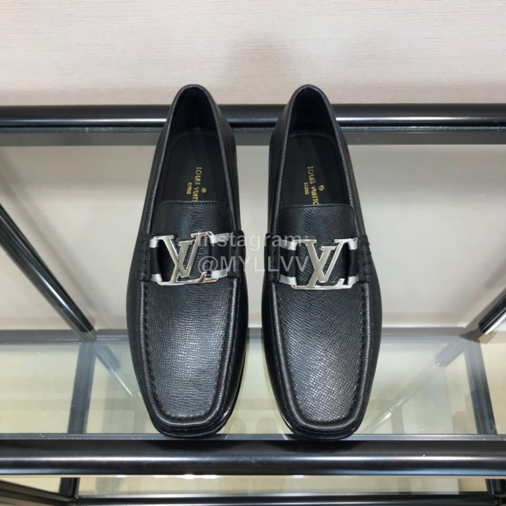 LV Cowhide SiLVer Letter Buckle Business Loafers For Men