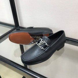 LV Cowhide SiLVer Letter Buckle Business Loafers For Men