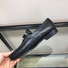 LV Cowhide SiLVer Letter Buckle Business Loafers For Men