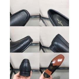 LV Cowhide SiLVer Letter Buckle Business Loafers For Men