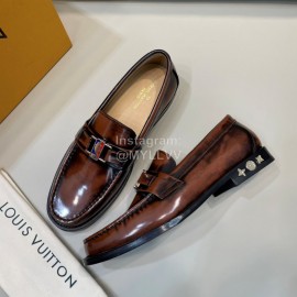 LV Calf Leather Business Loafers For Men Brown