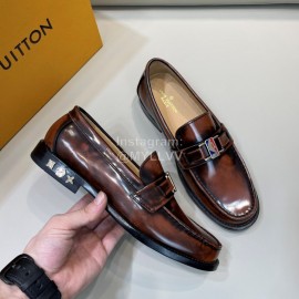 LV Calf Leather Business Loafers For Men Brown