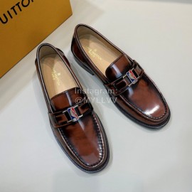 LV Calf Leather Business Loafers For Men Brown