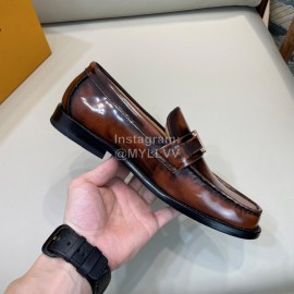 LV Calf Leather Business Loafers For Men Brown