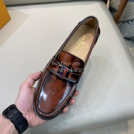 LV Calf Leather Business Loafers For Men Brown