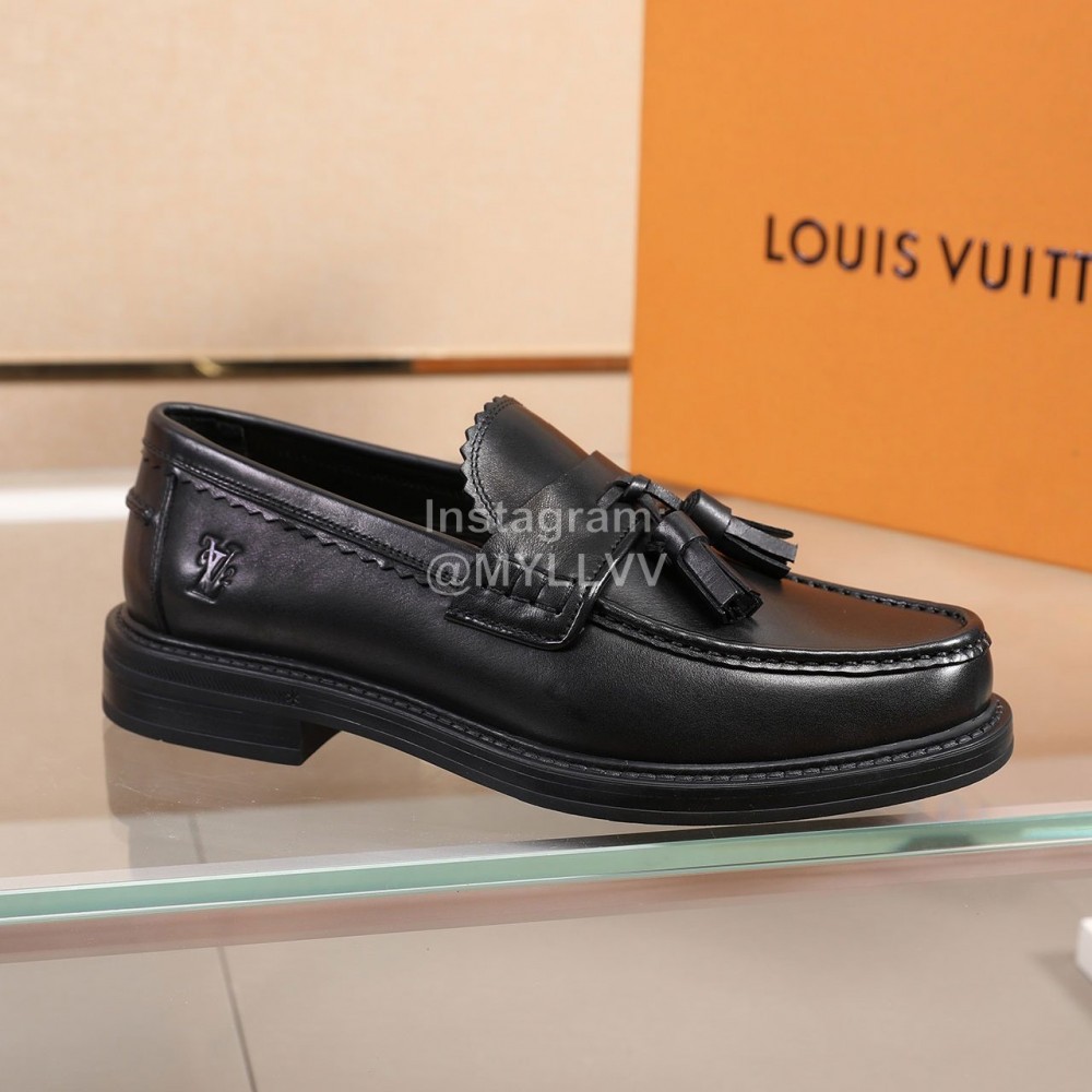 LV Calf Leather Business Casual Loafers For Men Black