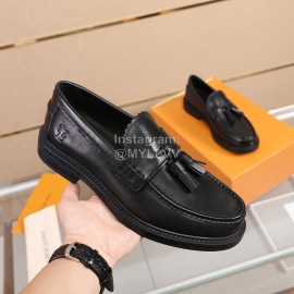 LV Calf Leather Business Casual Loafers For Men Black