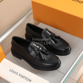 LV Calf Leather Business Casual Loafers For Men Black