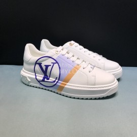 LV Blue Letter Printed Cowhide Sneakers For Men And Women