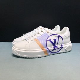 LV Blue Letter Printed Cowhide Sneakers For Men And Women