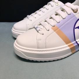 LV Blue Letter Printed Cowhide Sneakers For Men And Women