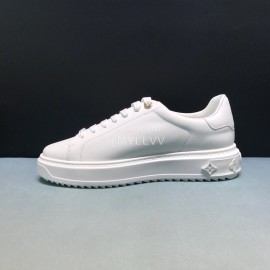 LV Blue Letter Printed Cowhide Sneakers For Men And Women