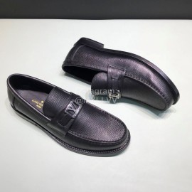 LV Calf Leather Letter Buckle Loafers For Men
