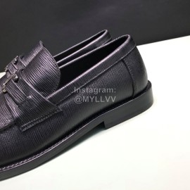 LV Calf Leather Letter Buckle Loafers For Men