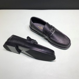 LV Calf Leather Letter Buckle Loafers For Men