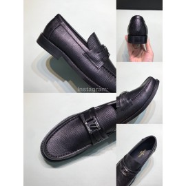 LV Calf Leather Letter Buckle Loafers For Men